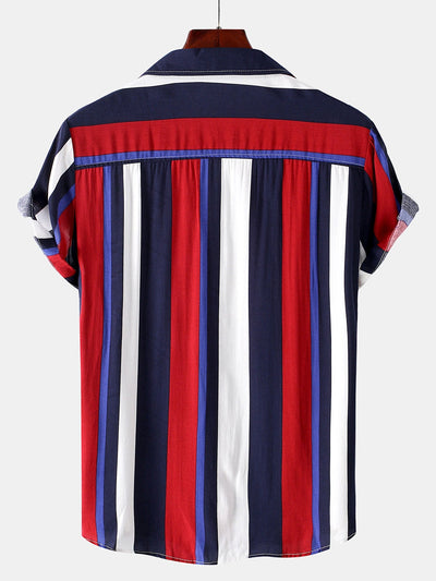 Arno® | Colorful Striped Print Revere Shirt