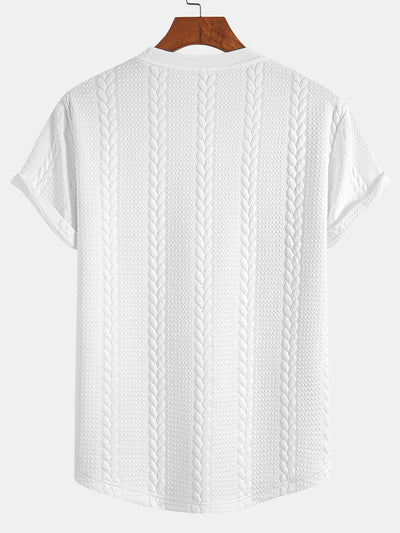 Aarón® | Twist Jacquard Arc Hem T-Shirt & Twist Jacquard Shorts