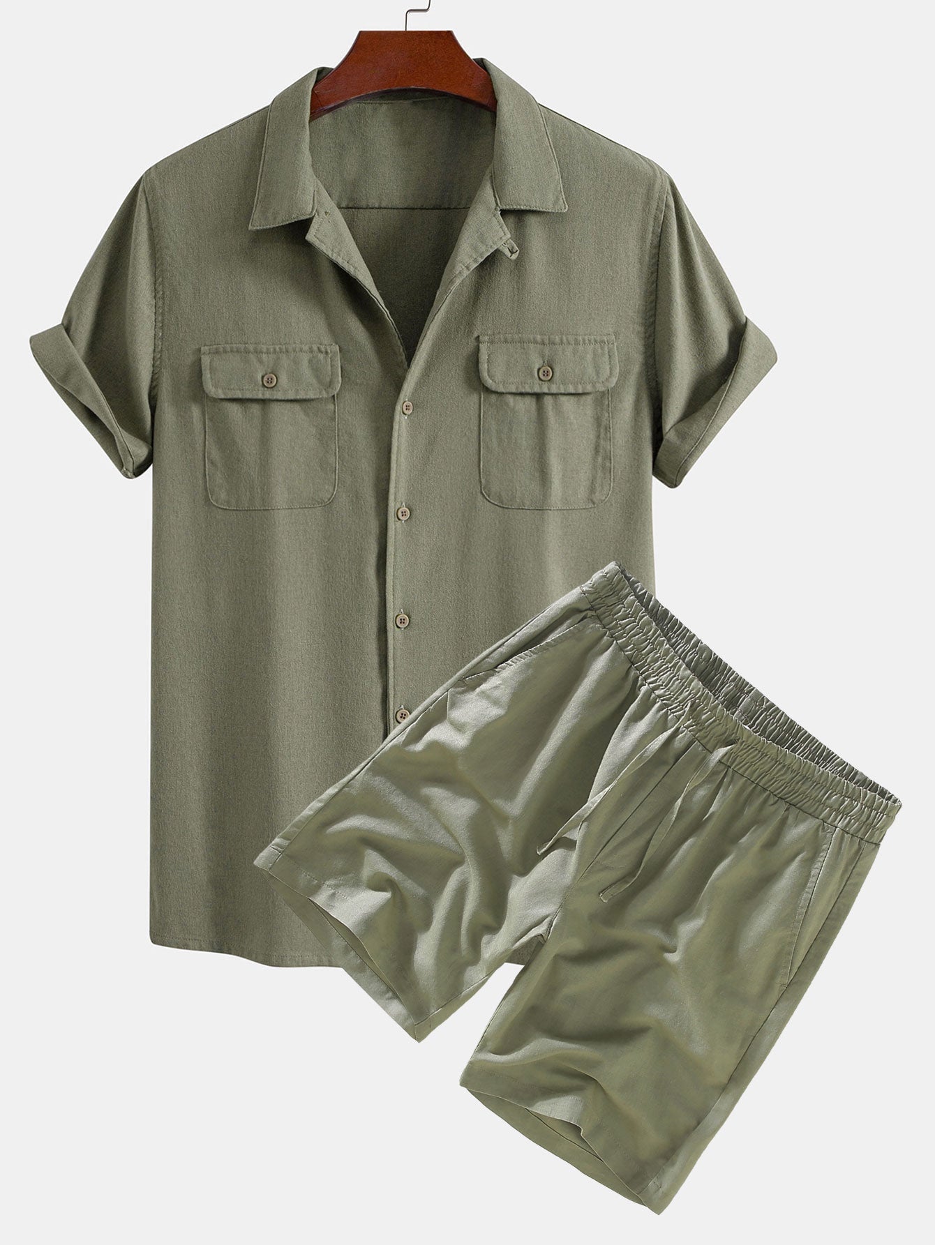 Eloy® | Linen Cuban Shirt With Pockets & Linen Drawstring Shorts