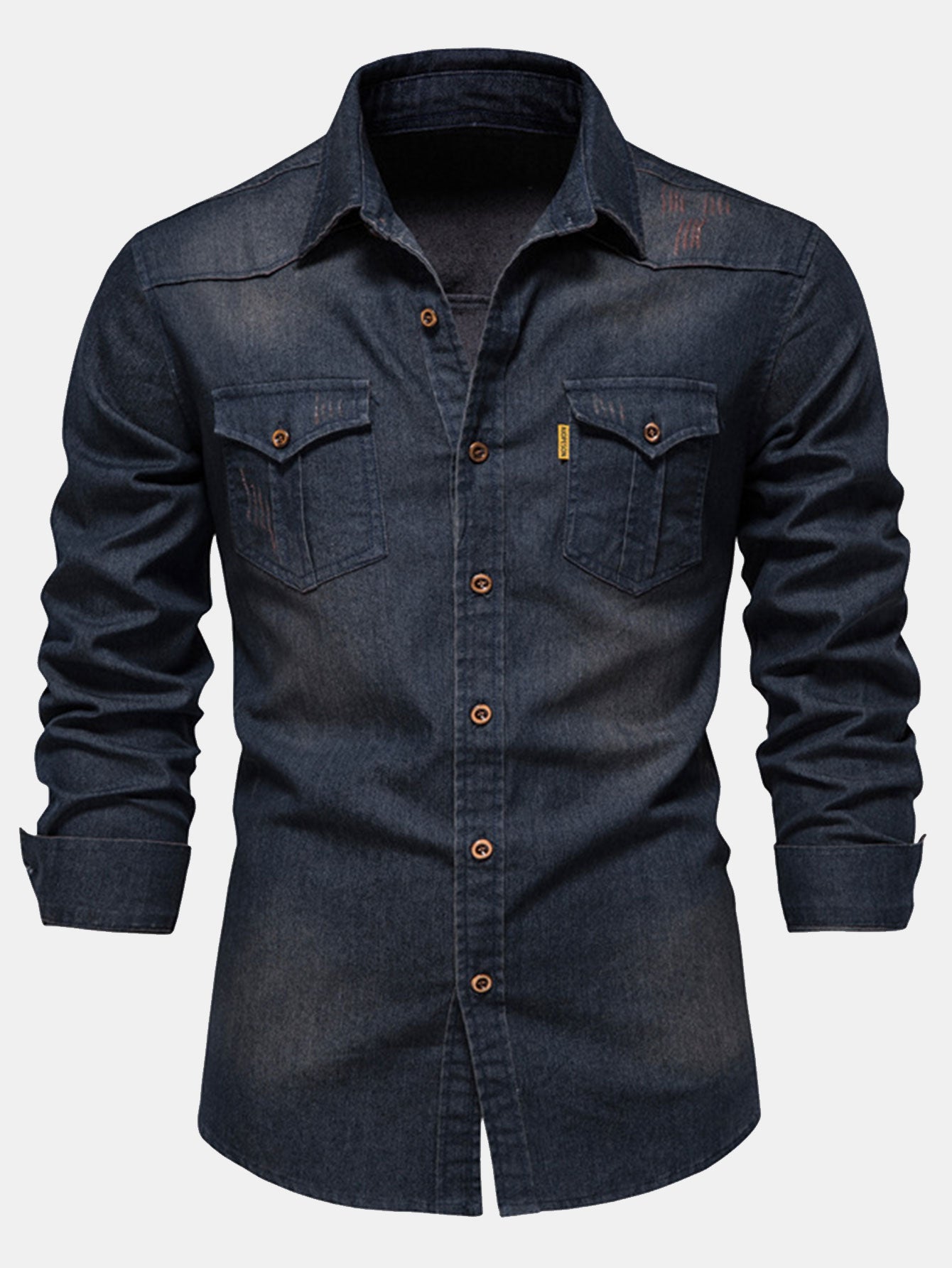 Finbar® | Washed Denim Western Shirt With Pockets