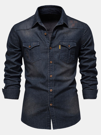 Finbar® | Washed Denim Western Shirt With Pockets