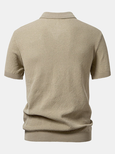 Julian | Textured Zip Up Knit Polo Shirt