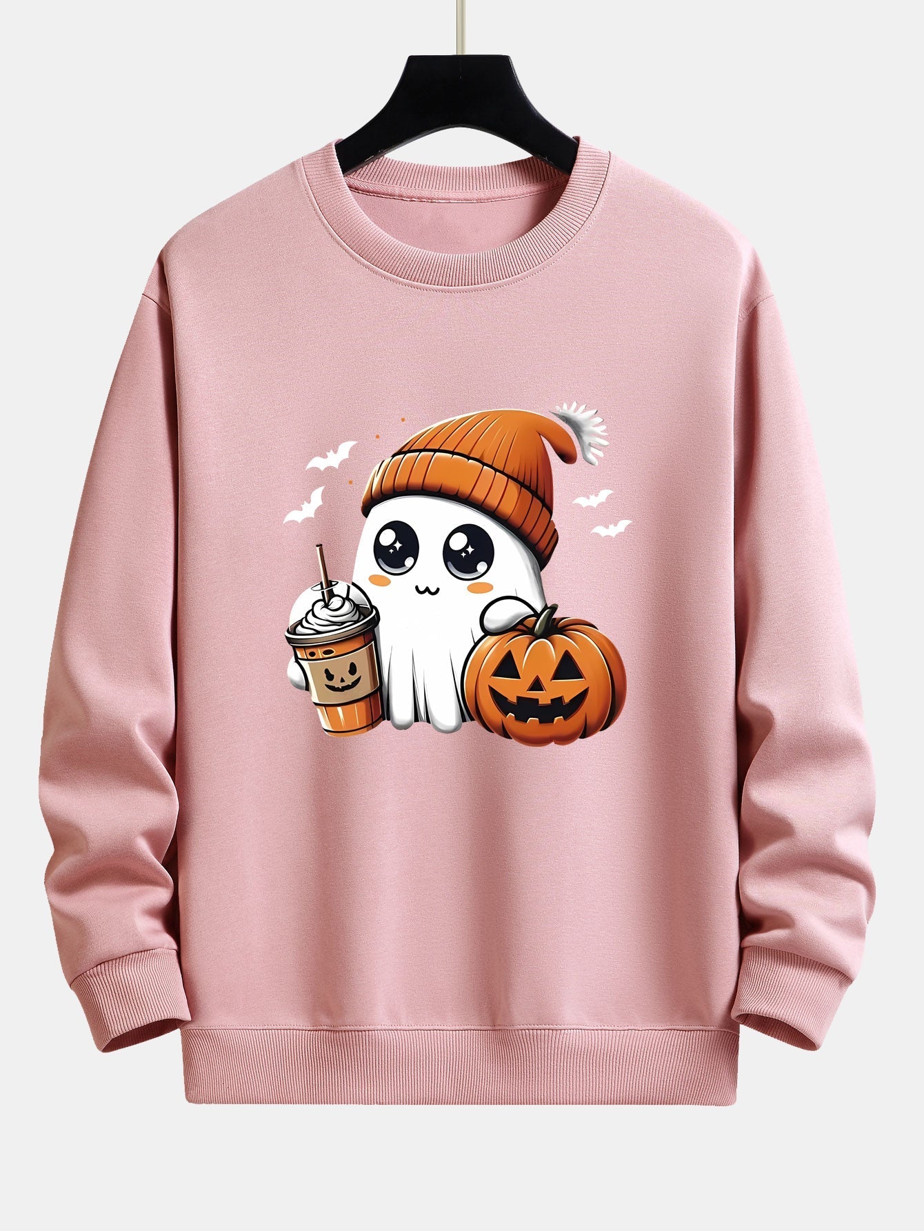 Carmelo® | Halloween Ghost Coffee Pumpkin Print Relax Fit Sweatshirt