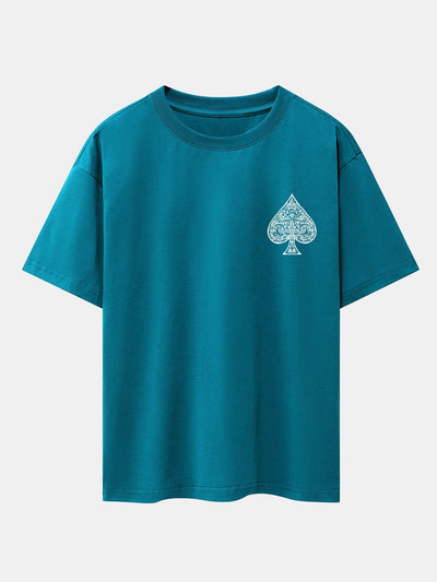 Ahab® | Ace Of Spades Print Drop Shoulder Oversize T-Shirt