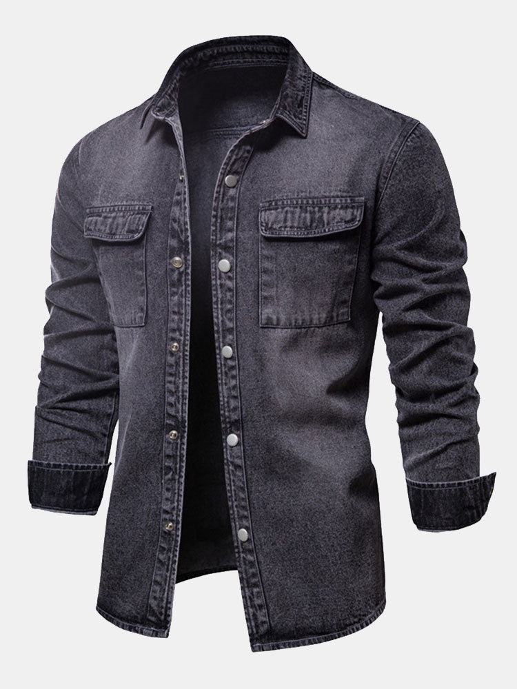 Dexter® | Washed Denim Overshirt With Pockets