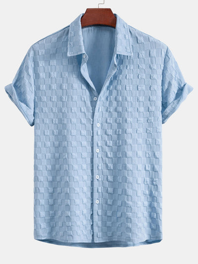 Demetrio® | Checkerboard Textured Button Up Shirt