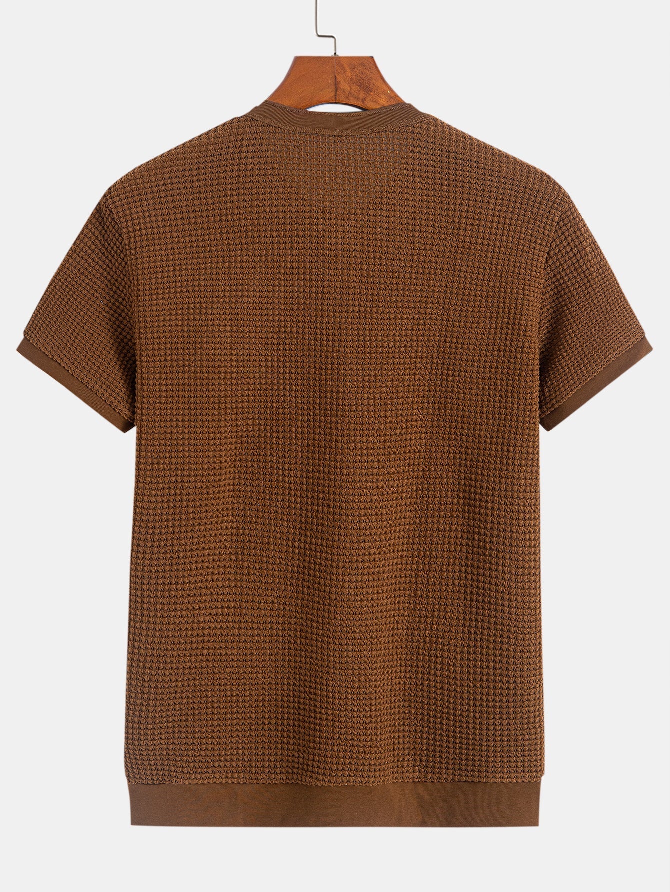 Eduardo® | Henley Neck Textured Ribbed Hem T-Shirt