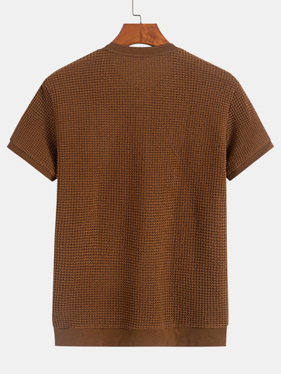 Eduardo® | Henley Neck Textured Ribbed Hem T-Shirt