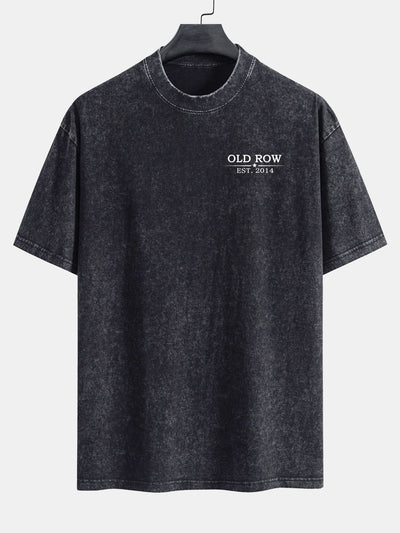 Jairo® | USA Old Row Beer Print Washed Distressed Drop Shoulder T-Shirt