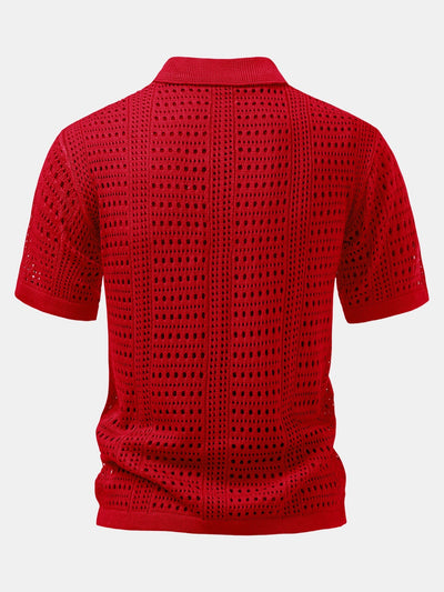 Alexander | Crochet  V Neck Polo Shirt