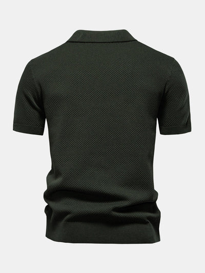 Lincoln | Pineapple Texture Knit V Neck Polo