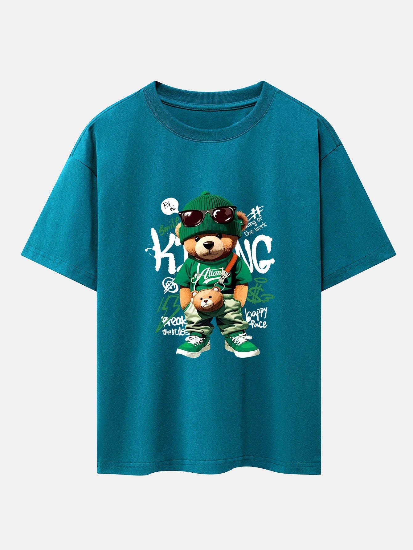 Micaías® | Graffiti Bear Print Drop Shoulder Oversize T-Shirt