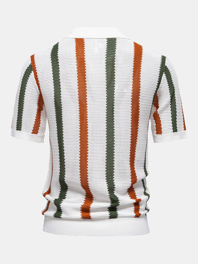 Chris® | Stripe Knit V Neck Polo Shirt