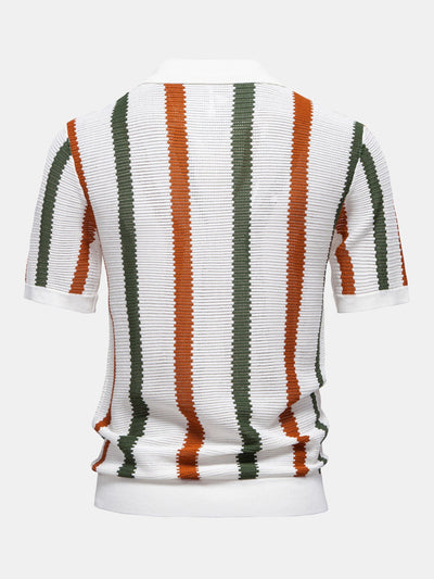 Jordan | Stripe Knit V Neck Polo Shirt