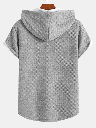 Chester® | Checkerboard Jacquard Arc Hem Hooded T-Shirt
