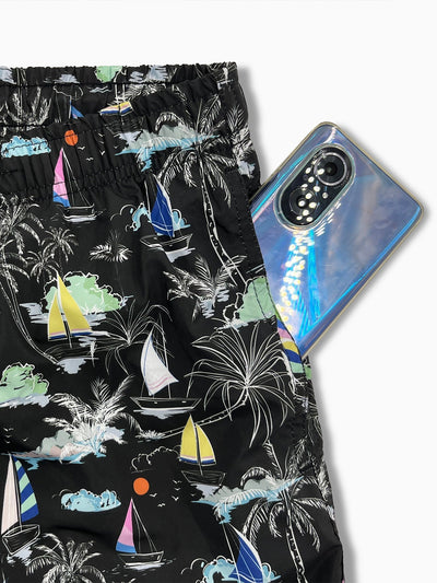 Bernardo® | Palm Tree Sailboat Print Swim Shorts