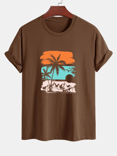 Camilo® | Palm Tree Silhouette Print Cotton T-Shirt