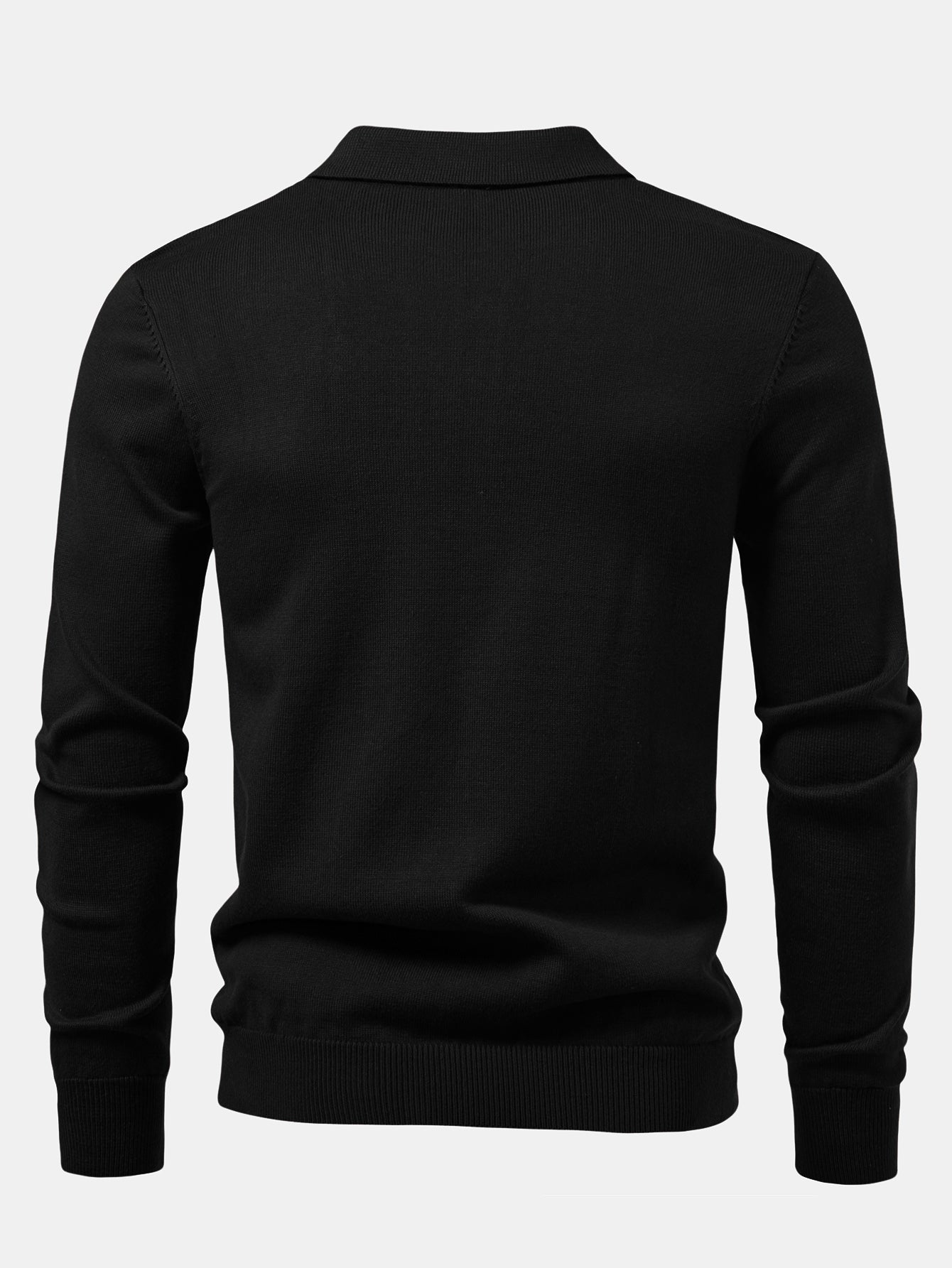 Alfonso® | Long Sleeve Stripe Knit Polo Shirt
