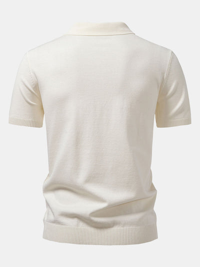 Elijah | Twist Jacquard Knitted Zipper Polo Shirt
