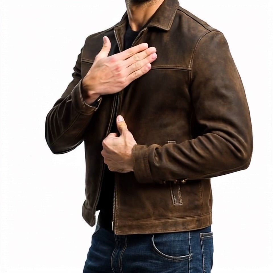 Bettina® | Men's Zipper Leather Jacket 98679789U