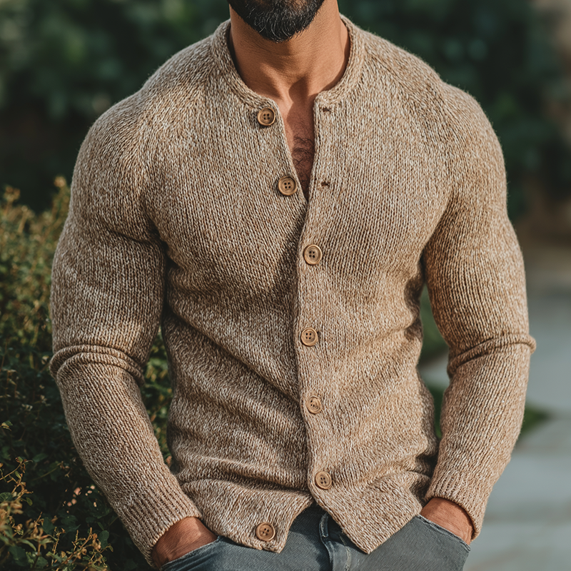 Men's Vine Casalnit Collarless Btn-Down Shirt Cardigan