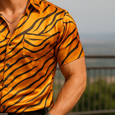 Jarrod | Men'S Summer Fashion Printed Satin Short Sleeve Shirt