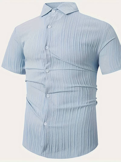 Yago® | Ribbed Short-Sleeved Blouse With Button Placket