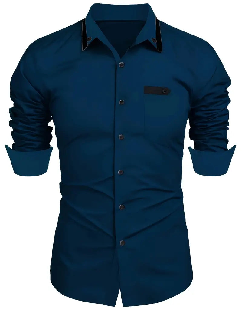 David® | Color Block Long Sleeve Shirt For Men