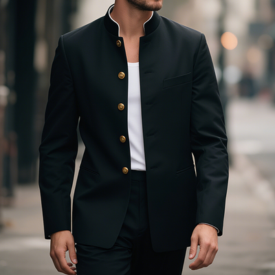 Fred | Men'S Retro Casual Stand Collar Single Breasted Blazer