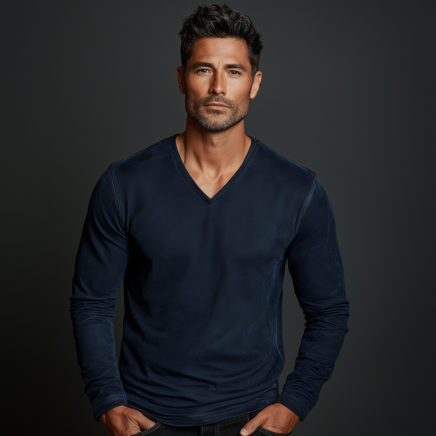 Joe | Men'S Vintage Faux Suede V-Neck Long Sleeve T-Shirt