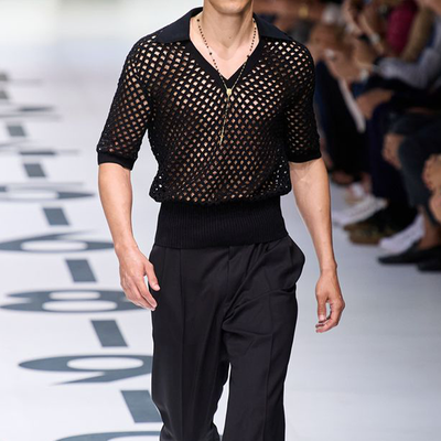 Darin | Men'S Spring And Summer Fashion Hollow Sexy Knitted Short-Sleeved Polo Shirt