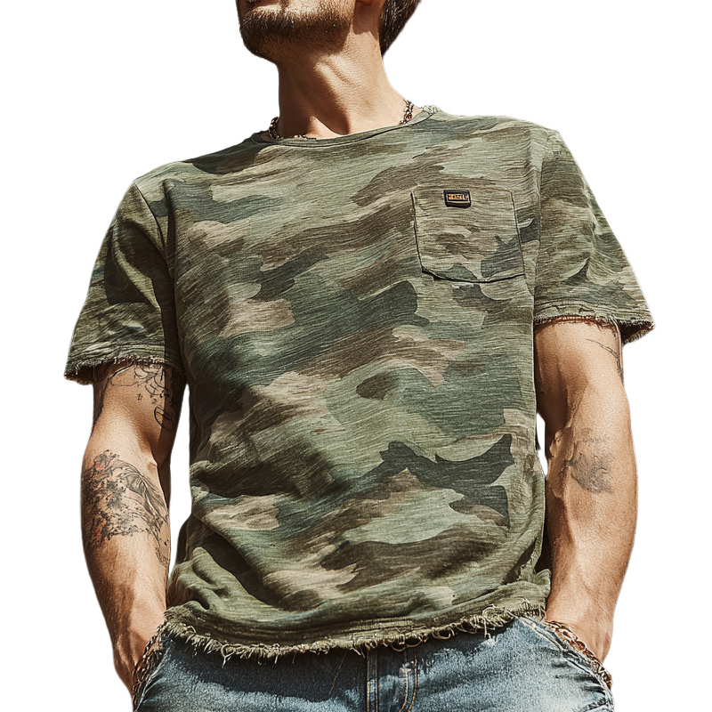 Clifton | Men'S Camouflage Print Brushed Short Sleeve Crew Neck T-Shirt