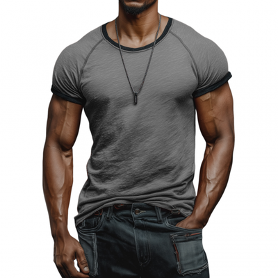 Olaf | Men'S Casual Breathable Skin-Friendly Cotton Colorblock Round Neck Slim Short-Sleeved T-Shirt