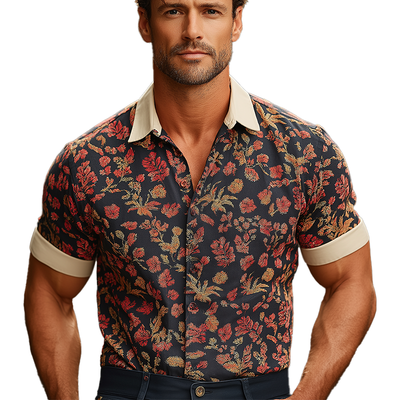 Shane | Men'S Summer Fashion Printed Cotton Blended Short Sleeve Shirt
