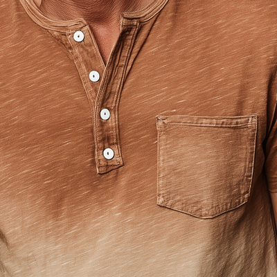 Noah | Men'S Summer Fashion Distressed Printed Polyester Blended Short Sleeve Henley Shirt