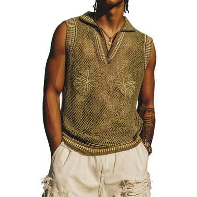 Leandro | Men'S Spring And Summer Fashion Casual Embroidered Knitted V-Neck Tank Top