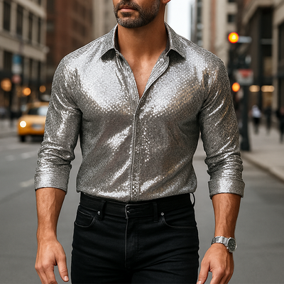 Francisco | Men'S Summer Fashion Sequin Polyester Long Sleeve Shirt