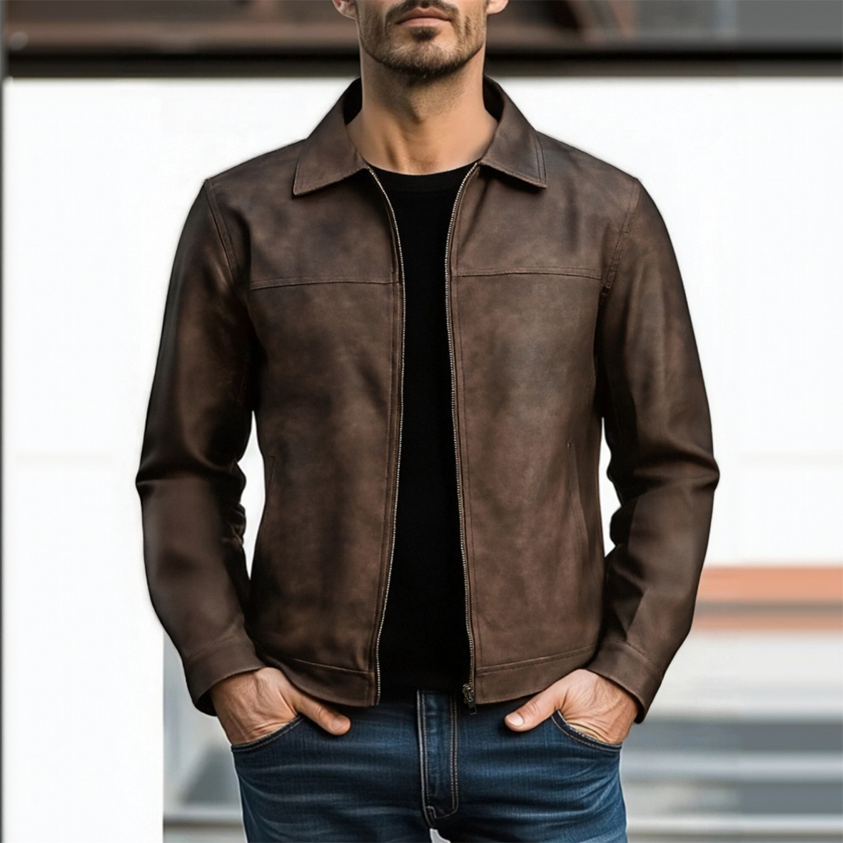 Men's Vine Distressed Leather Jacket