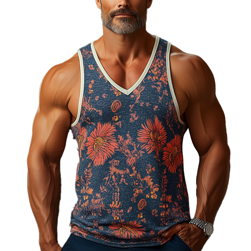 Marcus | Men'S Summer Fashion Cotton Blend Printed Tank Top