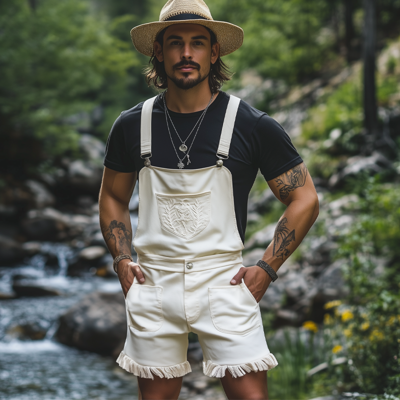 Pedro | Men'S Summer Fashion Embroidered Tassel Overalls