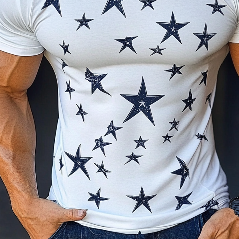 Timothy | Men'S Star Print Tough Round Neck Short Sleeve T-Shirt