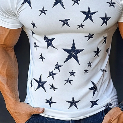 Timothy | Men'S Star Print Tough Round Neck Short Sleeve T-Shirt