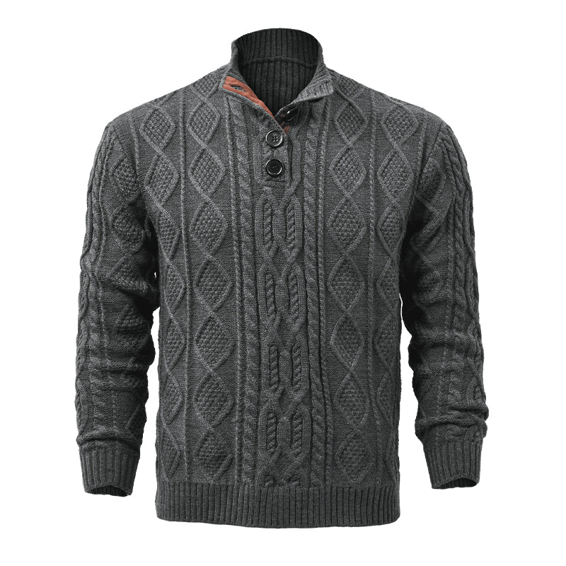 Men's Vine Stand Collarnitted Cable Sweater