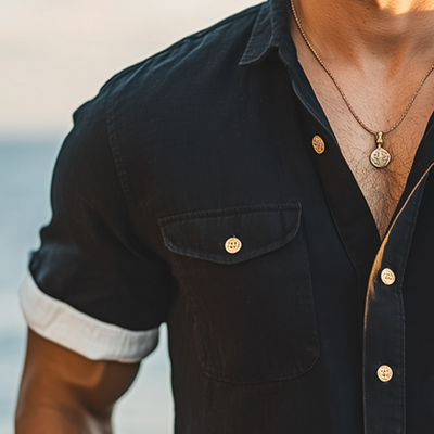 Jose | Men'S Summer Business Color Matching Lapel Short-Sleeved Shirt