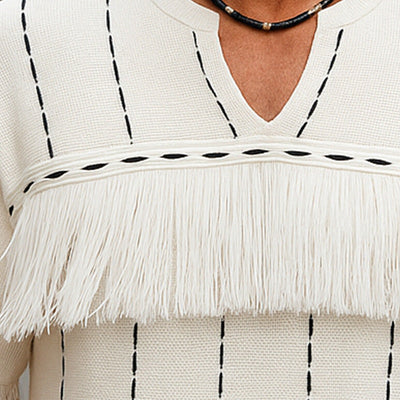 Terence | Men'S Summer Breathable And Comfortable Knitted Jacquard Tassel Short-Sleeved T-Shirt
