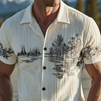 Vince | Men'S Spring And Summer Classic Casual Ribbed Texture Fabric Embroidery Slim Short-Sleeved Shirt