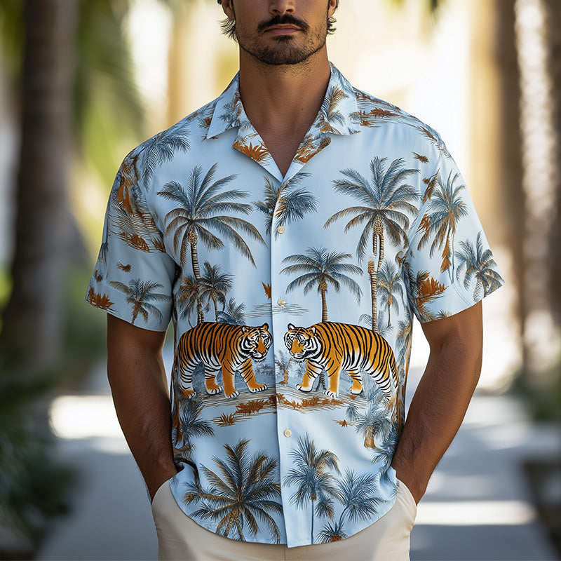 Levi | Men'S Summer Fashion Printed Satin Short Sleeve Shirt