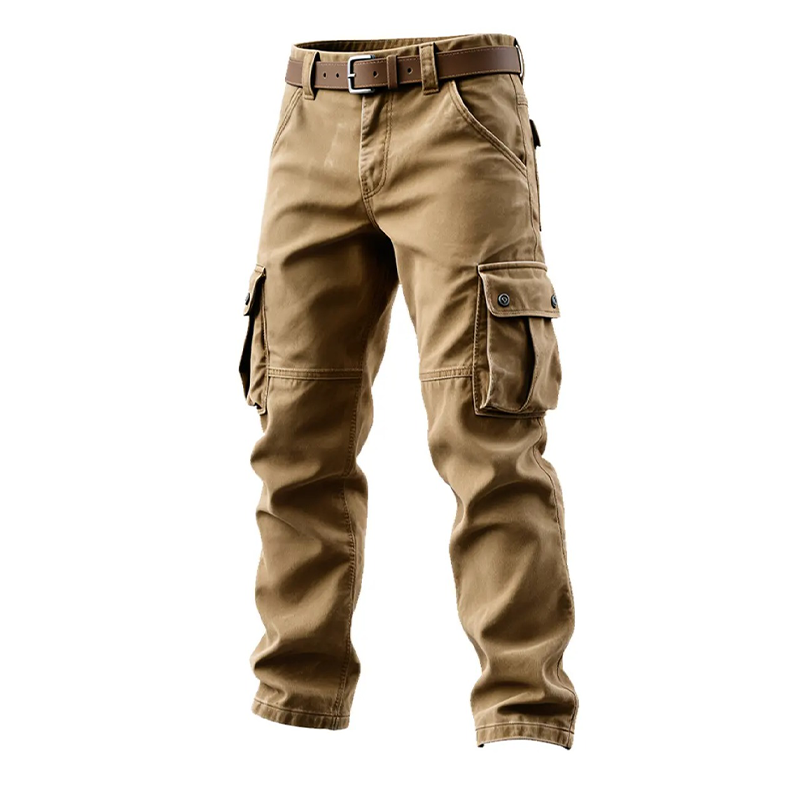 Amos® | Men's Solid Cotton Multi-Pocket Work Trousers MTA0918J5X