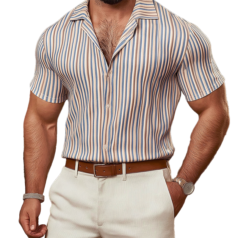 Morton | Men'S Summer Fashion Striped Knitted Short Sleeve Shirt