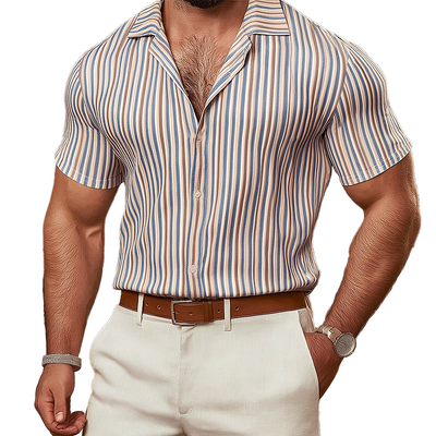 Morton | Men'S Summer Fashion Striped Knitted Short Sleeve Shirt